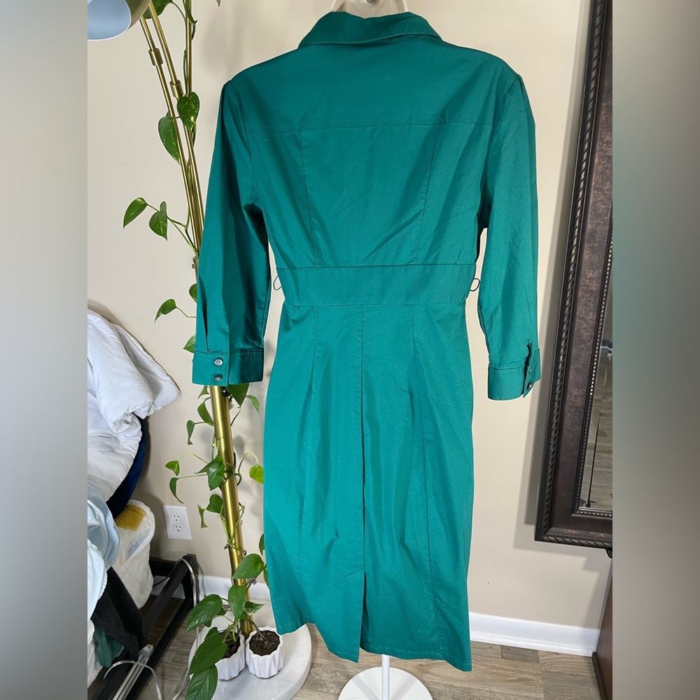 Express design studio Green Button-Front Midi Shi… - image 2